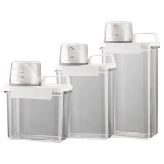 寵物飼料桶 附量杯 透明密封 防潮寵物糧食儲存桶, 大款 2300ml, 1個, 1ml