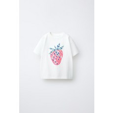 국내배송 자라 ZARA 프루티 프린트 & 자수 티셔츠 - 화이트 984278