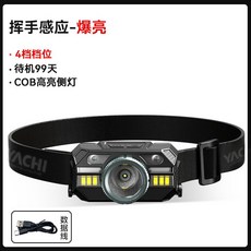 釣友俱樂部 釣魚LED頭燈 超亮強光充電頭戴式手電筒 戶外夜釣遠射礦燈 登山燈 防水燈, 1個, 250W爆亮【揮手感應】待機99天,2023年黑科技頭燈 60天免費試用