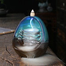 陶瓷LED燈大號藍色倒流香爐 家居擺件, 流水聚財窯變藍色