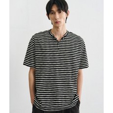 매장정품 DRAW FIT 드로우핏 러프 스트라이프 헨리넥 티셔츠 [BLACK] DFTS5213BK 785181