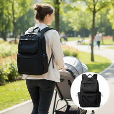 히트그램 기저귀가방 데일리 초경량 방수백팩, 블랙