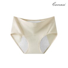 Cavensi 高腰純棉生理褲 側防漏吸濕透氣, 奶油黃色