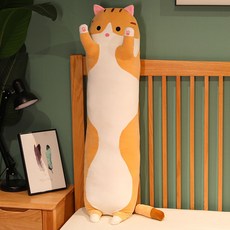 부드러운 고양이 롱쿠션 바디필로우, 노란색-고양이
