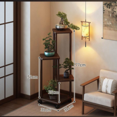 多層移動花盆架 簡約置物架, 4層, 胡桃色