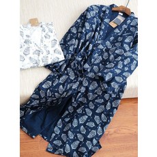 일본식 남자 면 이중 레이어 기모노 유카타 잠옷 가운