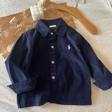 KLYTW 兒童燈芯絨長袖襯衫 男女童翻領純色開衫