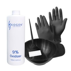 플라스틱 변색 복원 코겐 9% 산화제 세트 4종 (산화제1000ml+염색볼+염색솔+장갑), 1개