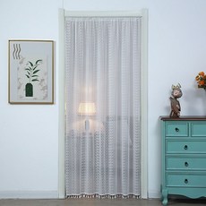 蕾絲遮擋簾臥室門簾ins風隔斷簾裝飾簾伸縮桿免打孔掛簾紗門簾防, 浪漫純白色【送魔術貼】,【一片】平鋪寬140高120CM