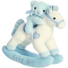 Aurora Melodious Musicals! Baby Boy Rocking Horse 아기 봉제 동물 - 음악 엔터테인먼트 - 매력적인 놀이 - 블루 27.9cm, Aurora Melodious Musicals! Bab