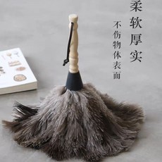 靜電真鴕鳥毛撣子 雞毛撢子 可伸縮 灰塵撢 家用除塵不掉毛 車用清潔掃灰加厚雞毛撣, E 實木手柄撣子約35cm, 1個