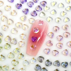 투명오색하트 10개 네일파츠 4X4mm 젤네일아트재료, 투명오색하트 네일파츠/ 10개, 그린 4X4mm (1278)