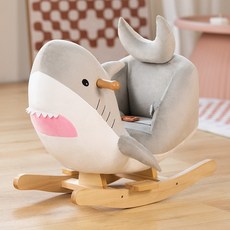 어린이 흔들 목마 상어 실내 가정용 놀이도구 상어 귀여운 파란색 의자, 회색 상어 흔들의자