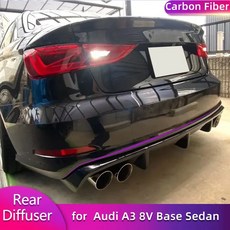 아우디 A3 8V 세단 4도어 14-16년 레이싱 리어 에이프런 카본 범퍼 디퓨저 호환, 카본 파이버