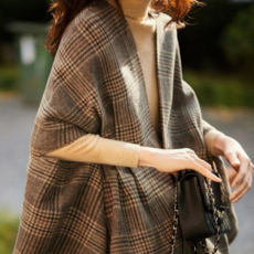 여성 체크 케이프 아우터 루즈핏 숄 가을 겨울 코트