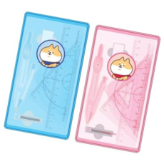 자재 (모닝글로리)5000 디자인 컴퍼스 각도기 삼각자 세트, 블루