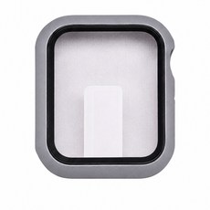 玻璃貼PC硬殼 適用 Apple Watch 38 40 42 44 mm 手錶 全螢幕包覆 保護殼 鋼化玻璃 一體式, 銀色, 1個