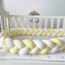 꽈배기쿠션 길다란 죽부인 가드 꼬임 틈새막이 매듭, 밀크 화이트+화이트+옐로우 3.2미터