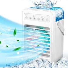 휴대용 에어컨 6-IN-1 증발식 개인 공기 냉각기 가습기 4가지 속도 7가지 색상 조명 600ML 미니 에어컨 팬 115264, 휴대용 에어컨, 6-IN-1 증발식 개인 공기 냉각기