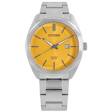CITIZEN GENT 時尚簡約石英鋼帶男錶-黃面