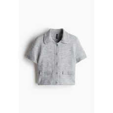 국내백화점 H&M 가디건 브랜드관 쇼트 슬리브 그레이 멜란지 1262823002 커플 사무실 (BK파우치 증정)
