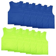 Linkidea 아동용 축구 스크리미지 팀 피니 세트 스포츠 및 연습을 위한 통기성 연습 저지 어린이에게 맞는 트레이닝 턱받이 조끼 만 5-8세 청소년 (12팩 블루 &