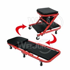 WEIJUN 修車躺椅 多功能折疊躺板, 紅黑版