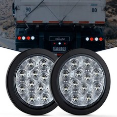 Nilight 10.2cm(4인치) 화이트 라운드 LED 리버스 백업 라이트 2개 표면 마운트 그로밋 플러그 트레일러 후미등 트럭 RV 지프용 368985, White 2pcs