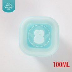 Meet Baby 密封矽膠輔食盒 100ml, 1個, 藍色,100ml 單個, 藍色