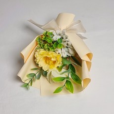 에이치앤아이 조화 장미 납골당 성묘 미니 꽃다발 투명케이스 포함, 옐로우, 1개