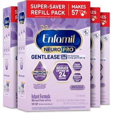 Enfamil 엔파밀 NeuroPro Gentlease 인팬트 포뮬라 파우더 베이비 밀크, 1kg, 4개