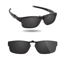 Fiskr 오클리 크로스링크 OX3128용 편광 클립온 선글라스 (사이즈 53-18) - 자외선 차단 - 남성 및 여성용 범용 핏 클래식 블랙