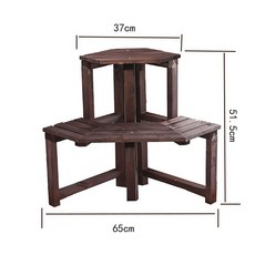 多層實木三角花架 陽台拐角花架 客廳多肉植物架 卧室轉角牆角架, 兩層轉角花架烏檀棕