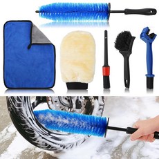 Acshio 오토바이 클리닝 브러시 키트 6개 세트 오토바이 디테일링 워시 키트 손이 닿기 쉬운 브러시 체인 뻣뻣한 타이어 디테일링 브러시 울 워시 장갑 오토바이, Acshio 오토바이 클리닝 브러시 키트 6개 세트,