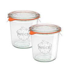 WECK 몰드형 유리용기 + 고무링 + 클립, 2개