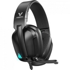 Vakedy 유선 게이밍 헤드셋 PC PS5 PS4 스위치용 노이즈 캔슬링 마이크 헤드폰 딥 블랙, Deep Black