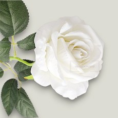 민쿠샵 인조꽃 장미 조화 벨벳 화이트 인조장미꽃