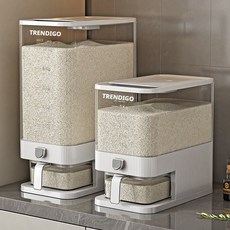 Trendigo [식약처인증정품] 원터치 밀폐 계량 쌀통 잡곡통 방충 쌀 보관통, 화이트, 1개