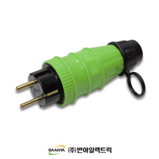 반야일렉트릭 방우플러그 일자 녹색 BY43-1, 1개