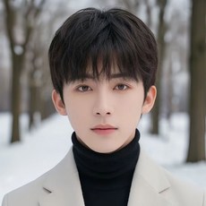 Livetree 머릿결이 좋은 남성 짧은머리 전체가발 통가발, 1개, 블랙