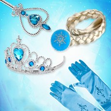 겨울왕국2 엘사소품 4종세트 장갑+가발+왕관+요술봉 엘사코스프레 공주놀이
