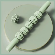 돌기형 종아리 마사지 허벅지 근육 이완 요가 필라테스용, 1개, 5휠 마사지 스틱 그린