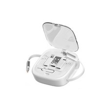 LC 出國旅行充電線收納組 65W快充充電線 SIM卡收納 退卡針 手機支架 城市收納盒 旅行收納盒 充電線收納盒, 純淨白, 1個