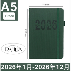 다알리아 하드커버 데일리 A5 업무용 스케줄러 스트라이프 밴딩 다이어리, 1개, 그린