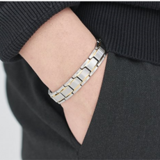 타이탄 남성 게르마늄 팔찌 미세전류 팔찌, 블랙, 1개