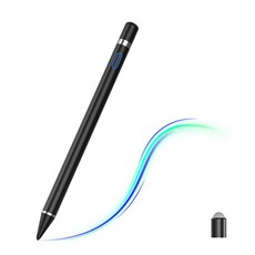 JAMJAKE 정전식 스타일러스 펜 스마트 터치펜 아이패드/스마트폰 전기종 호환 2in1 듀얼 펜촉+펜캡 디자인 정전기 방지 장갑 포함 SP6, 블랙, 1개