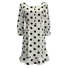 머메이드 여름 코디 프렌치 프린트 스퀘어넥 도트 반팔 드레스 여자 퍼프 원피스