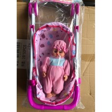 兒童過家家玩具仿真嬰兒手推車帶娃娃套裝 輕巧安全 培養愛心與責任感, 1個, 平躺推車+娃娃帽子款-不含奶嘴