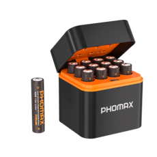 PHOMAX 스마트 배터리 충전기 12개 AAA 1110mWh 리튬 배터리 포함 PH-L1210, 1개