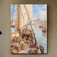 자연 경관 호텔 침실 캔버스 그림 북유럽 소파 배경 벽장식, E. D